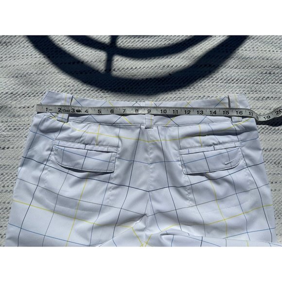 NIKE GOLF Shorts Medium White Blue Striped Chino Embroidered Swoosh Dri-Fit Mens - Picture 13 of 16
